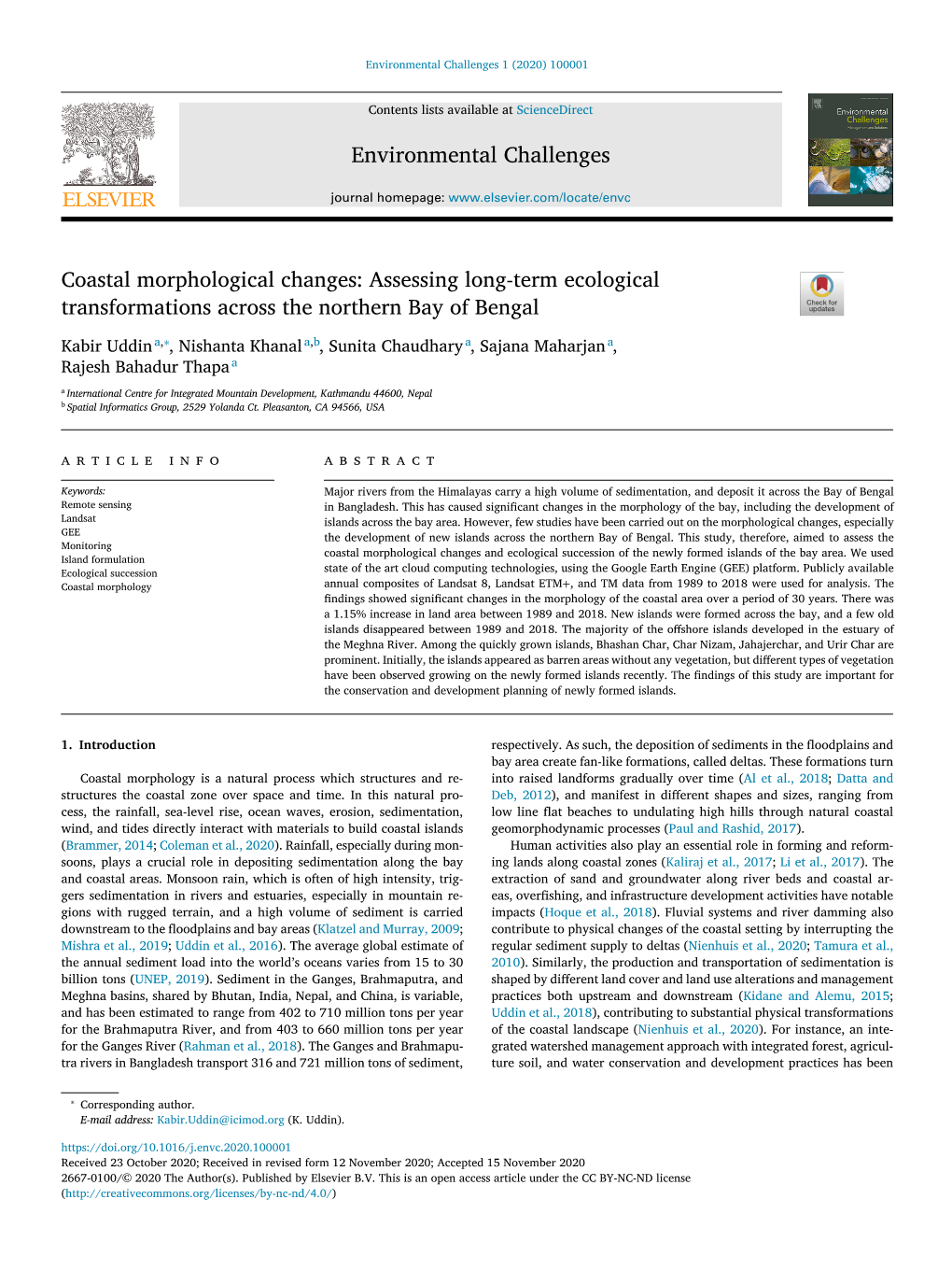 Coastal Morphological Changes: Assessing Long-Term Ecological Transformations Across the Northern Bay of Bengal