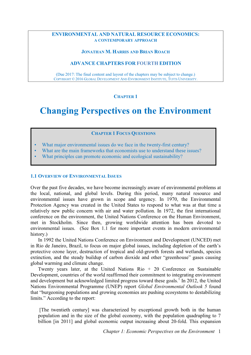 Changing Perspectives on the Environment