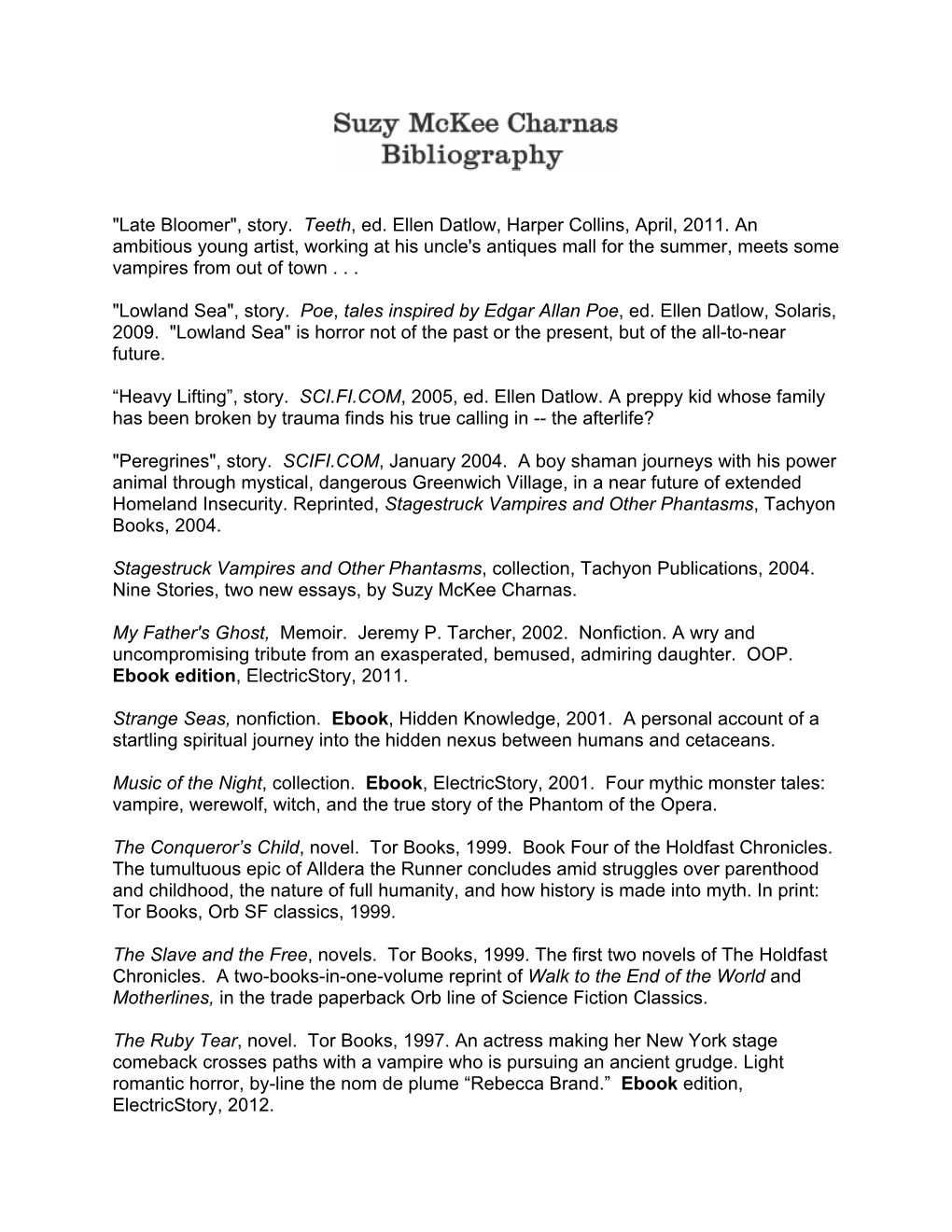 Printer-Friendly Bibliography