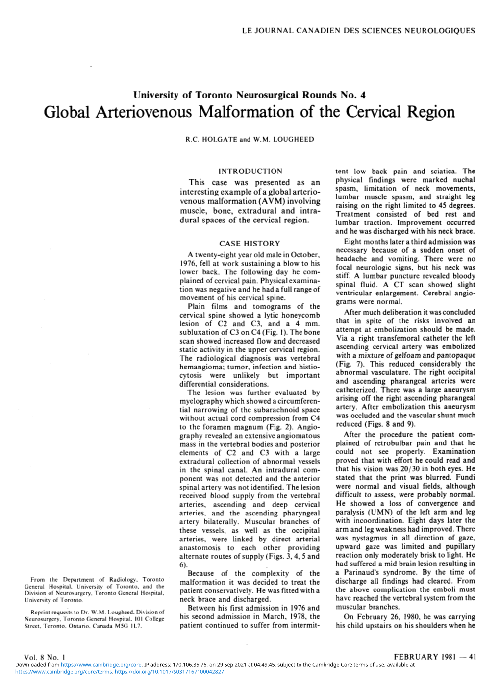 Global Arteriovenous Malformation of the Cervical Region