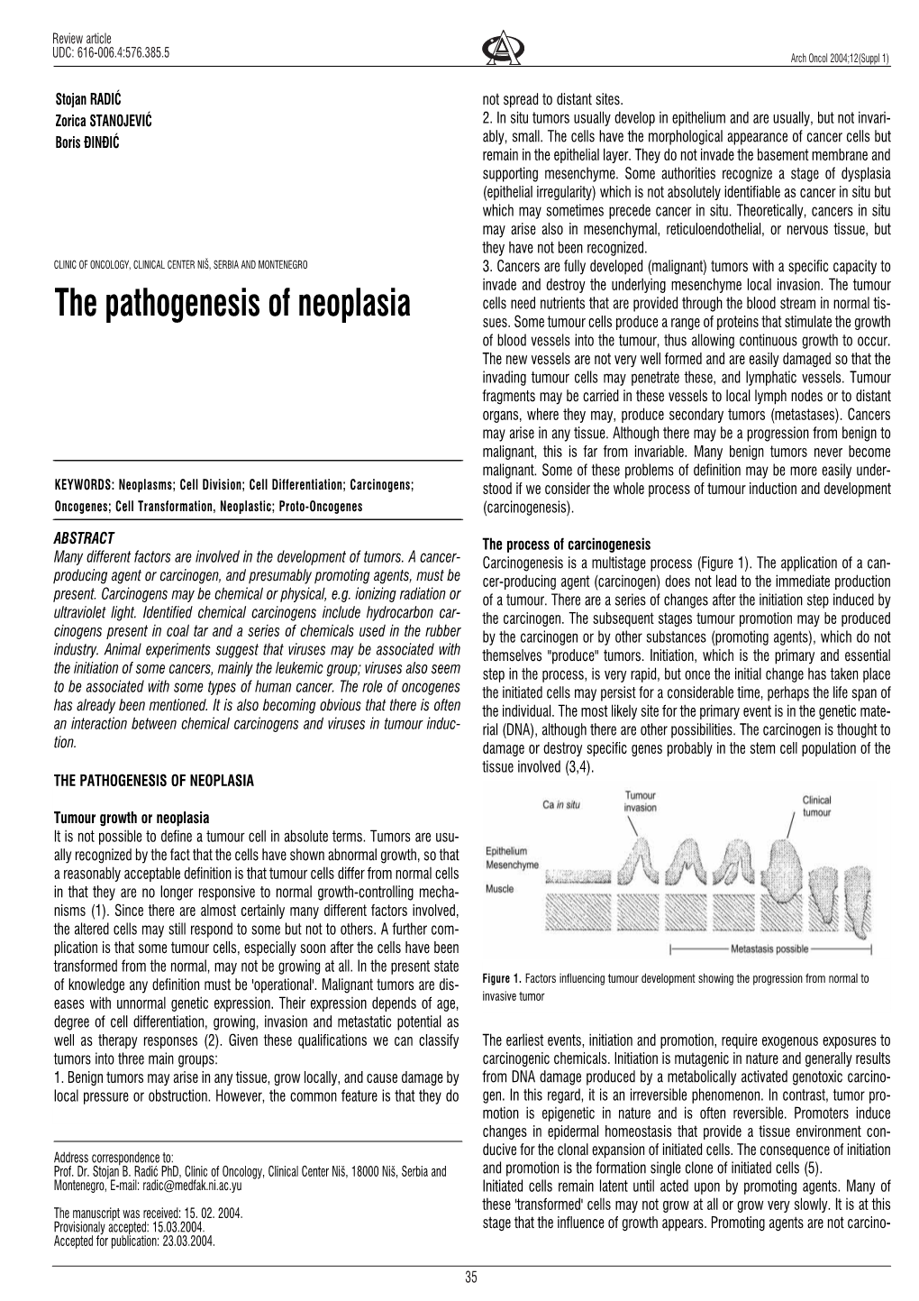 The Pathogenesis of Neoplasia Sues