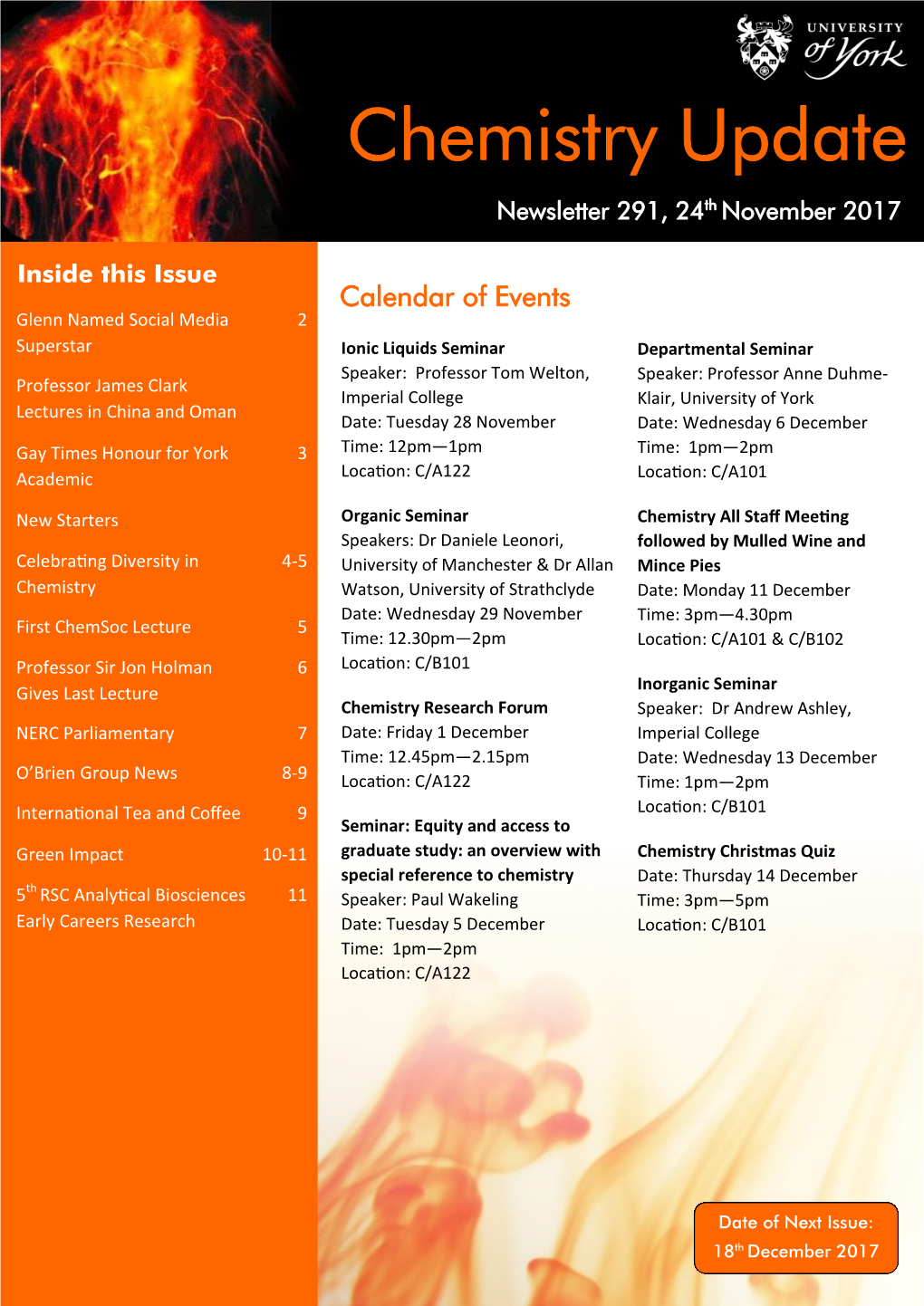 Chemistry Update Newsletter 291, 24Th November 2017