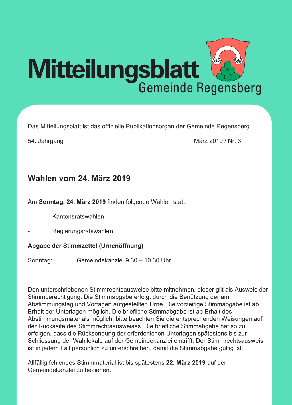 Mitteilungsblatt Gemeinde Regensberg