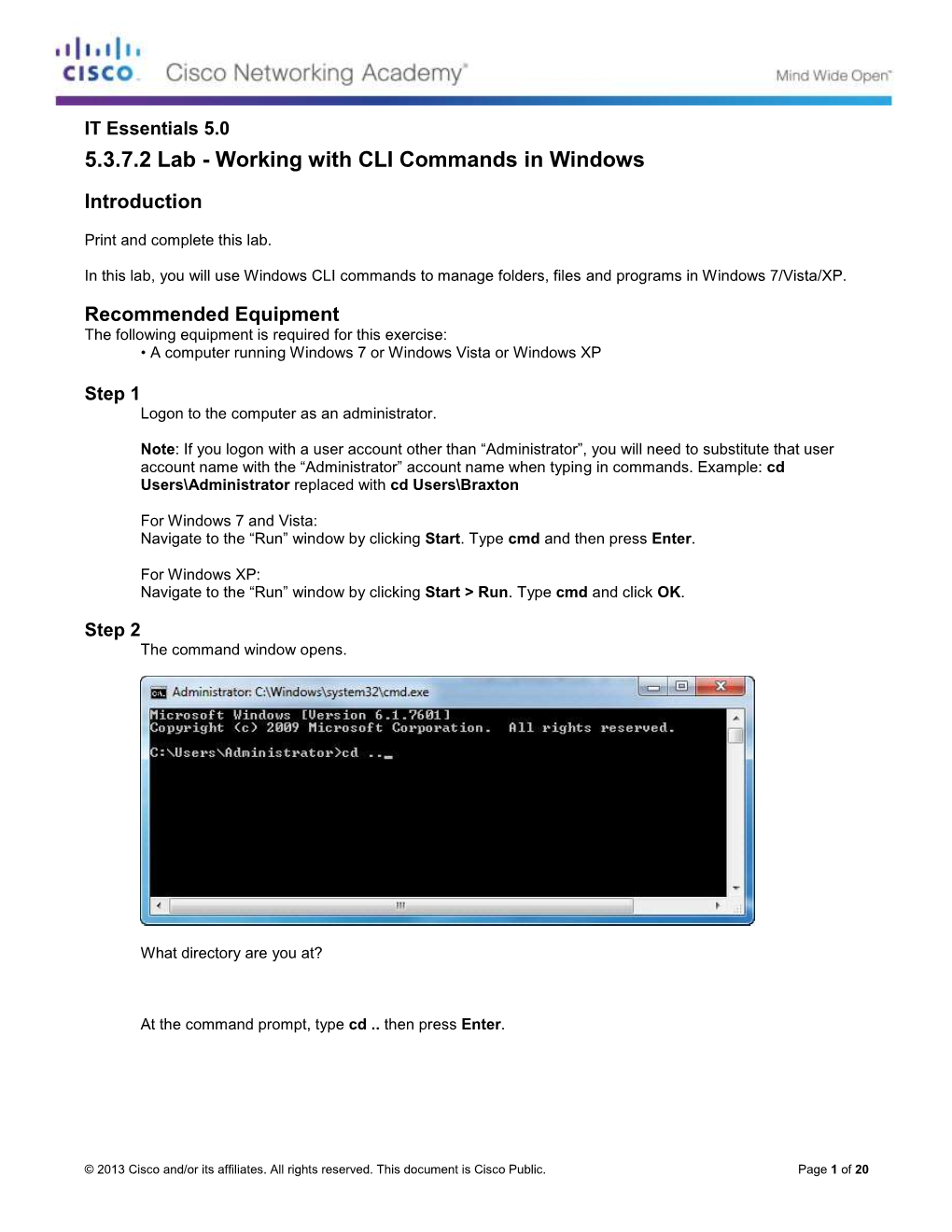 5.3.7.2 Lab - Working with CLI Commands in Windows