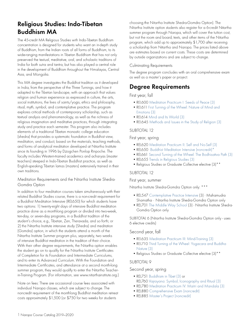 Religious Studies: Indo-Tibetan Choosing the Nitartha Institute Shedra-Gomdra Option)