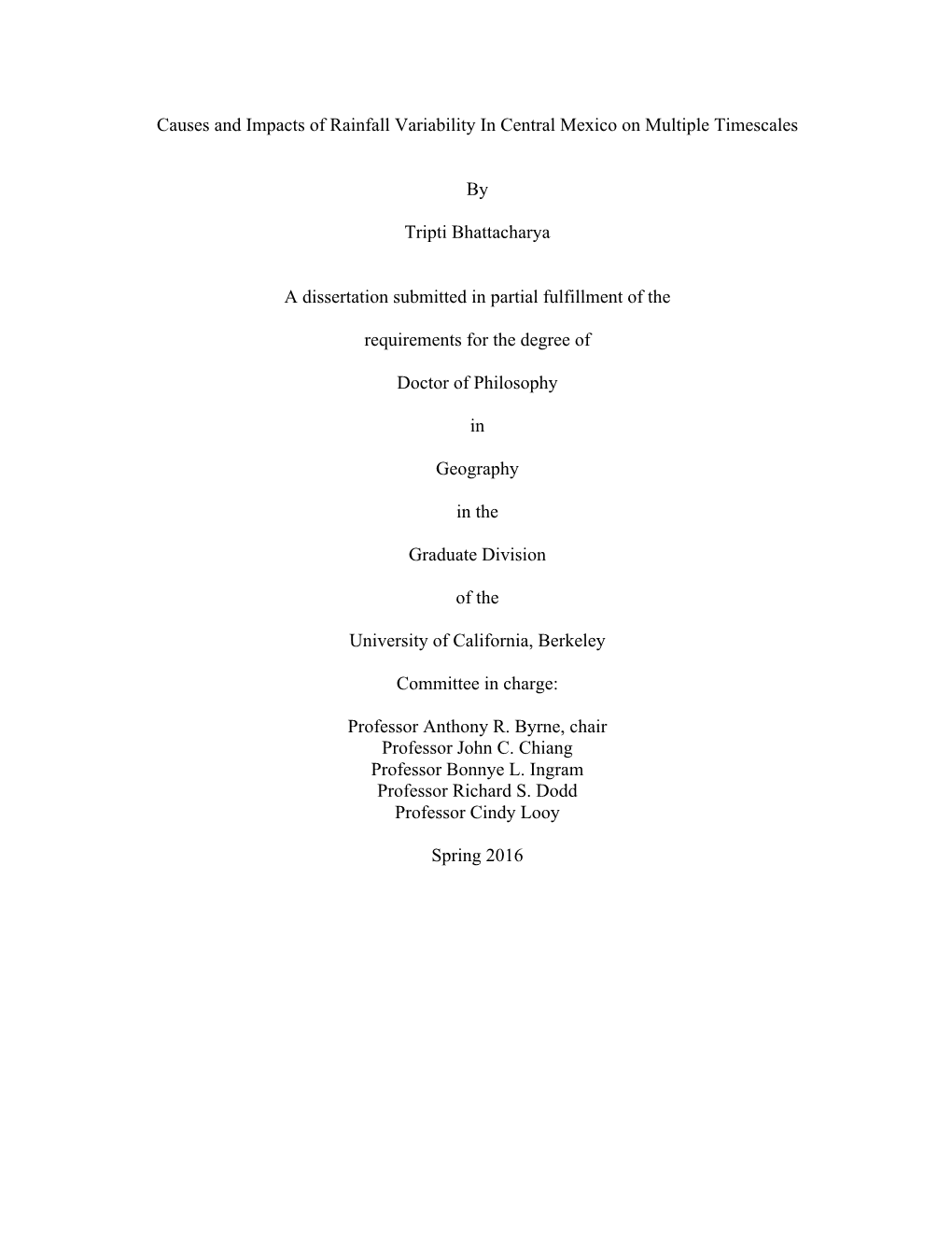 Causes and Impacts of Rainfall Variability in Central Mexico on Multiple Timescales