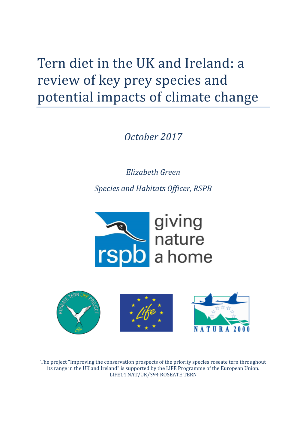 Tern Diet in the UK and Ireland: a Review of Key Prey Species and Potential Impacts of Climate Change