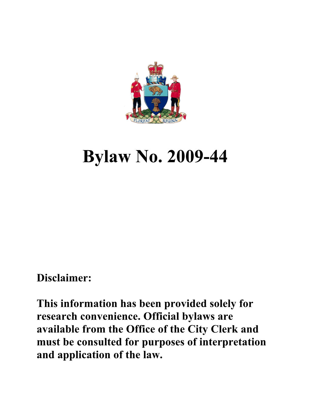 Bylaw No. 2009-44