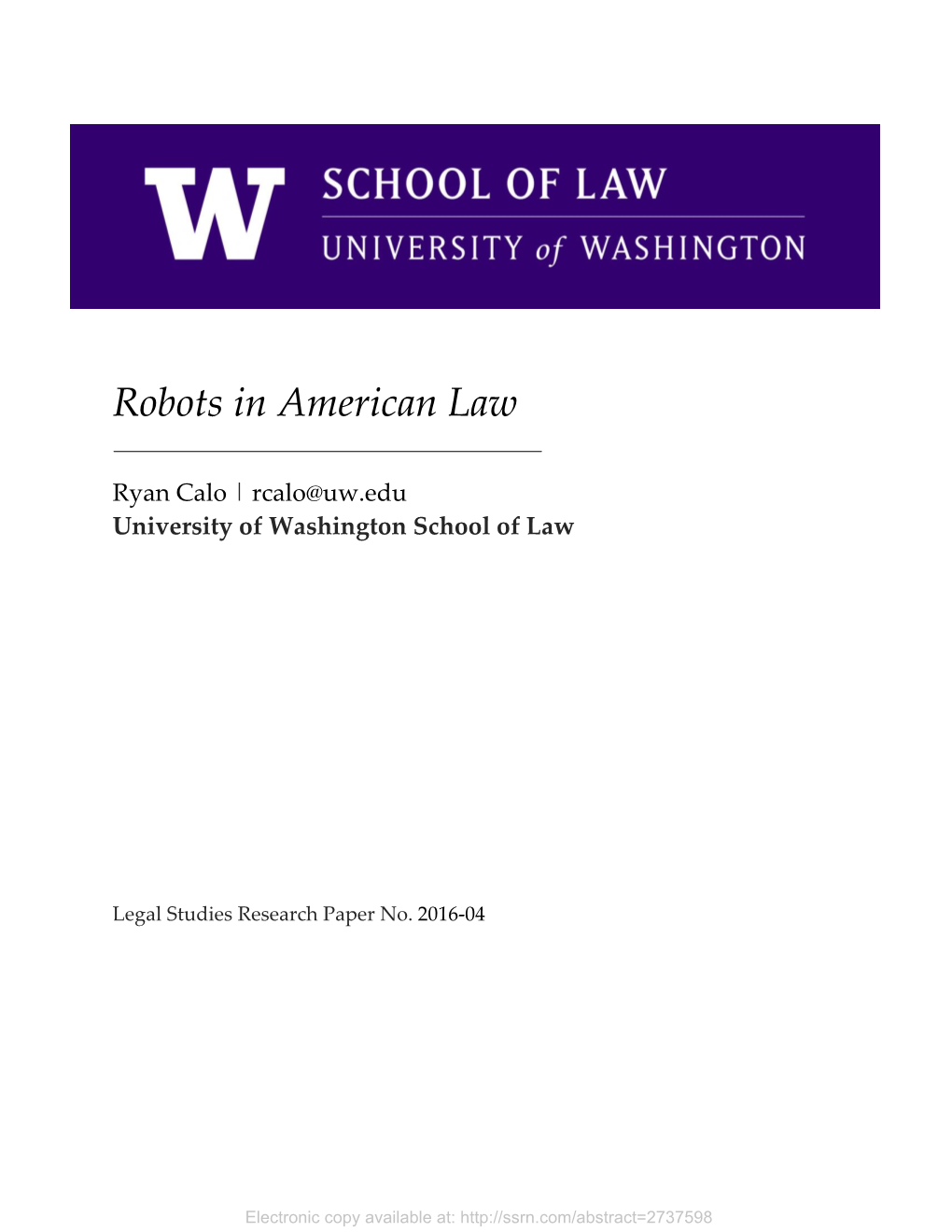 Robots in American Law