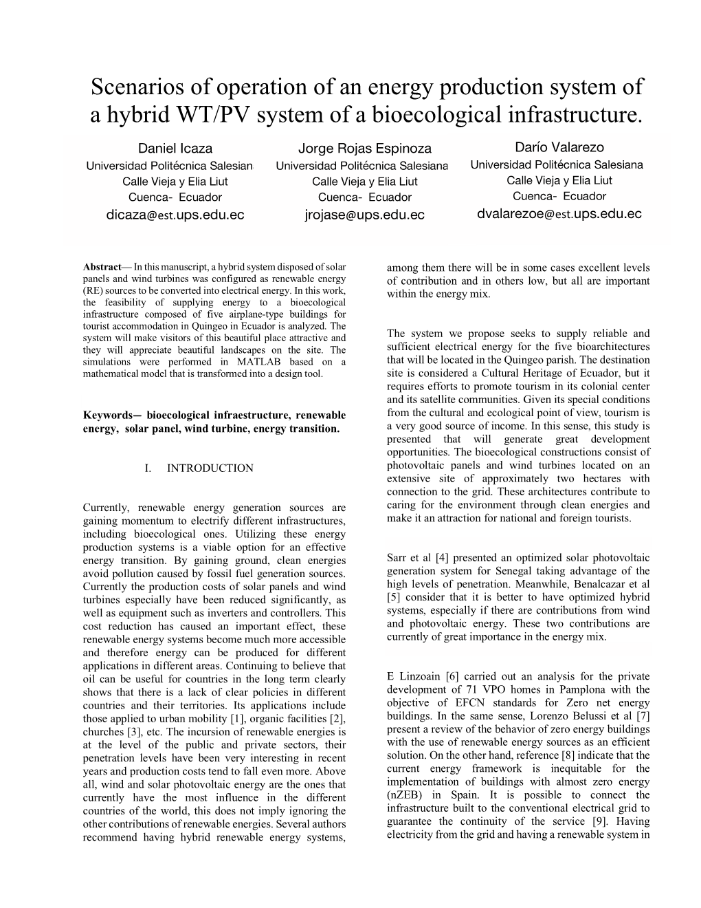 Scenarios of Operation of an Energy Production System of a Hybrid WT/PV System of a Bioecological Infrastructure