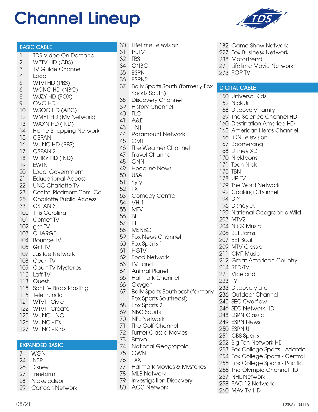 Channel Lineup