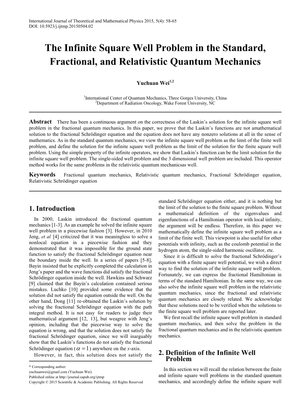 Fractional Quantum Mechanics, Relativistic Quantum Mechanics, Fractional Schrödinger Equation, Relativistic Schrödinger Equation