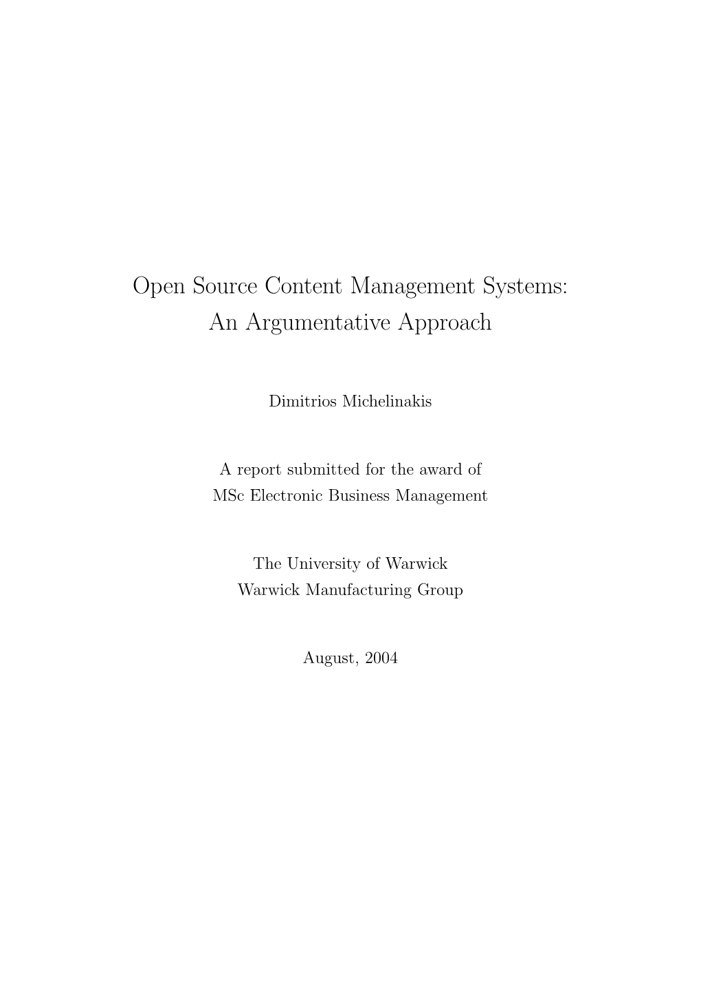 Open Source Content Management Systems: an Argumentative Approach