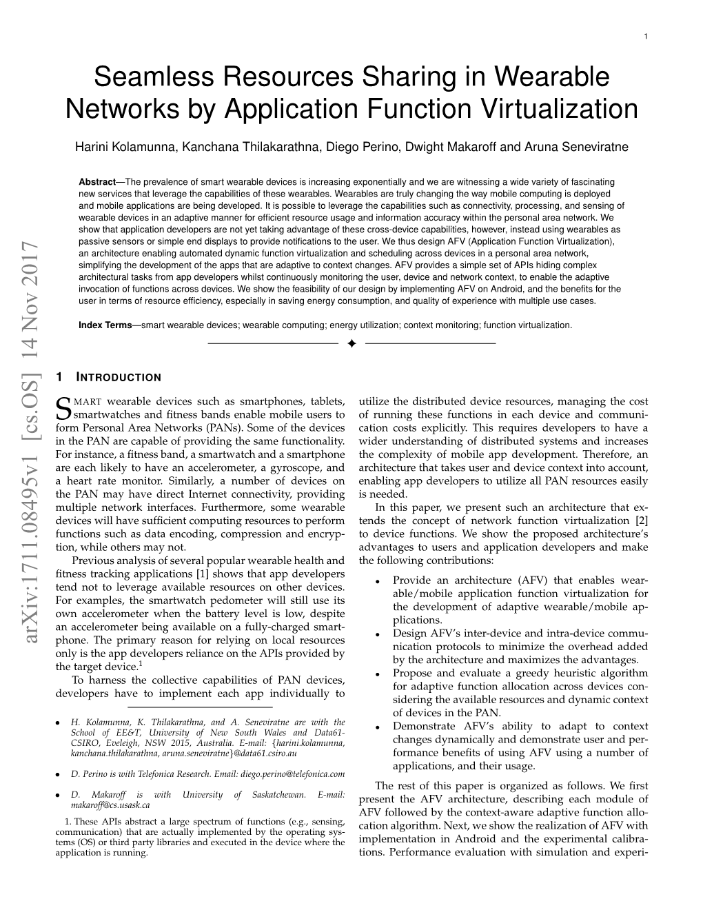 Seamless Resources Sharing in Wearable Networks by Application Function Virtualization