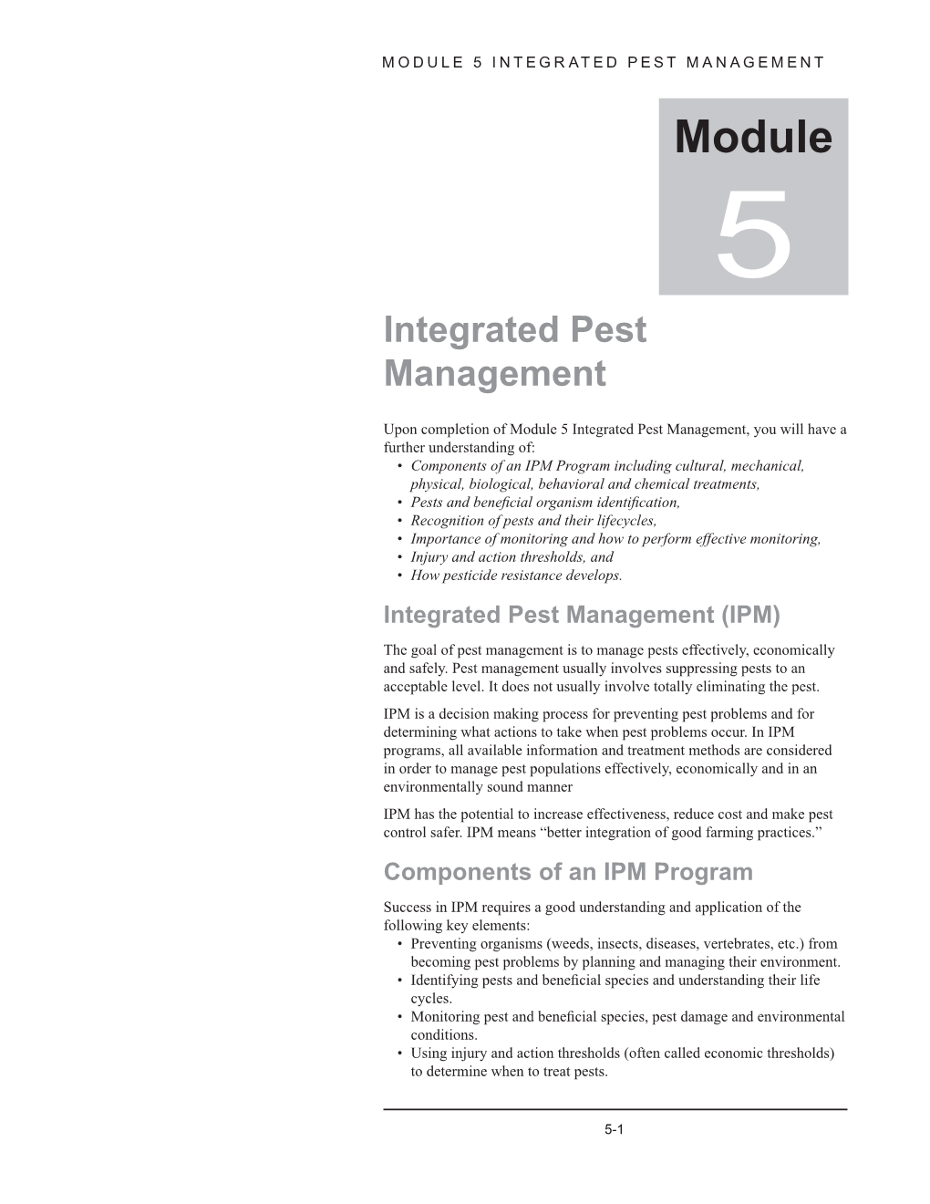 Module 5 Integrated Pest Management