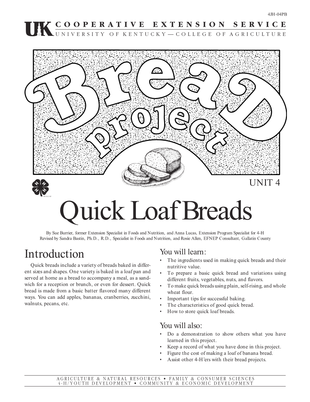 4JH04PB: Quick Loaf Breads