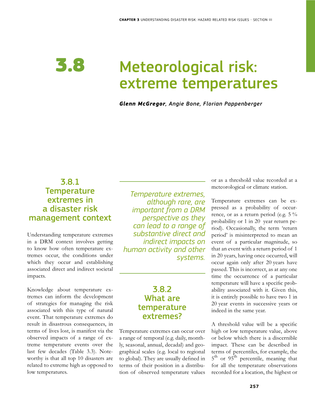 Meteorological Risk: Extreme Temperatures