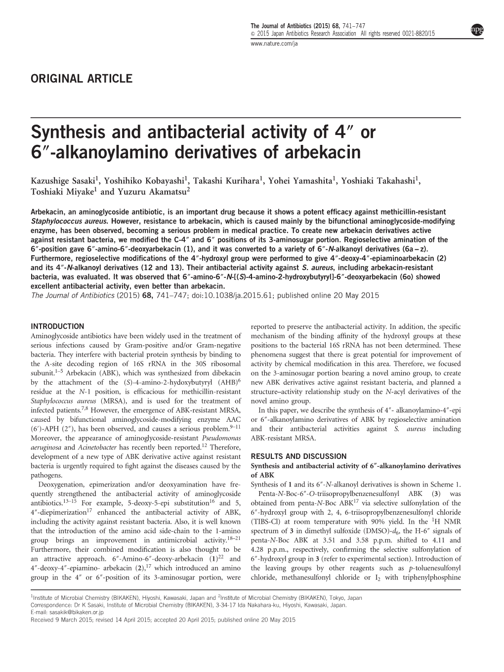 Synthesis and Antibacterial Activity of 4″ Or 6&Prime