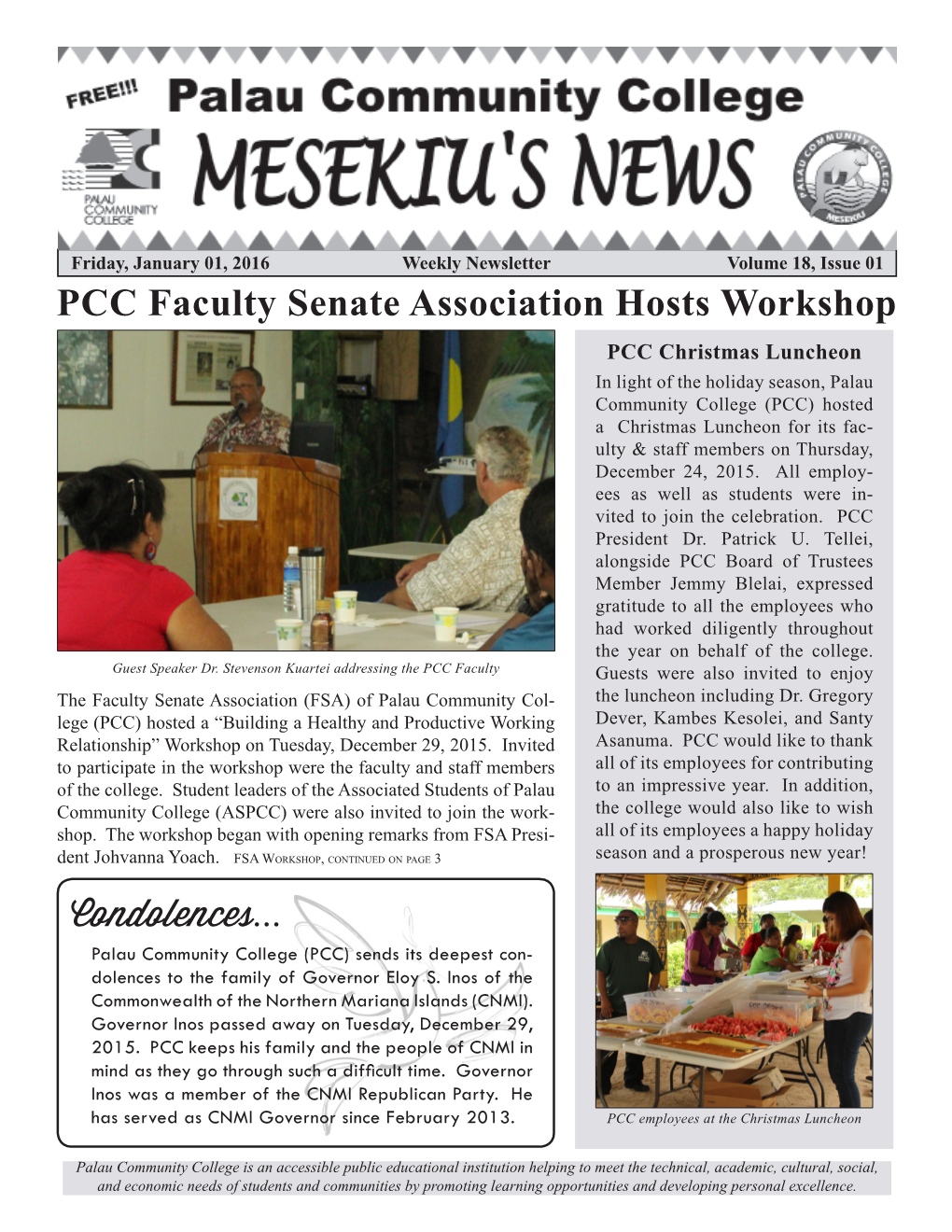 PCC Faculty Senate Association Hosts