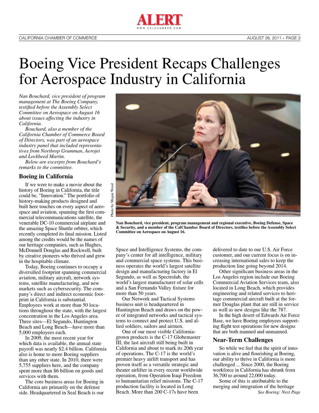 Boeing Vice President Recaps Challenges for Aerospace Industry in California