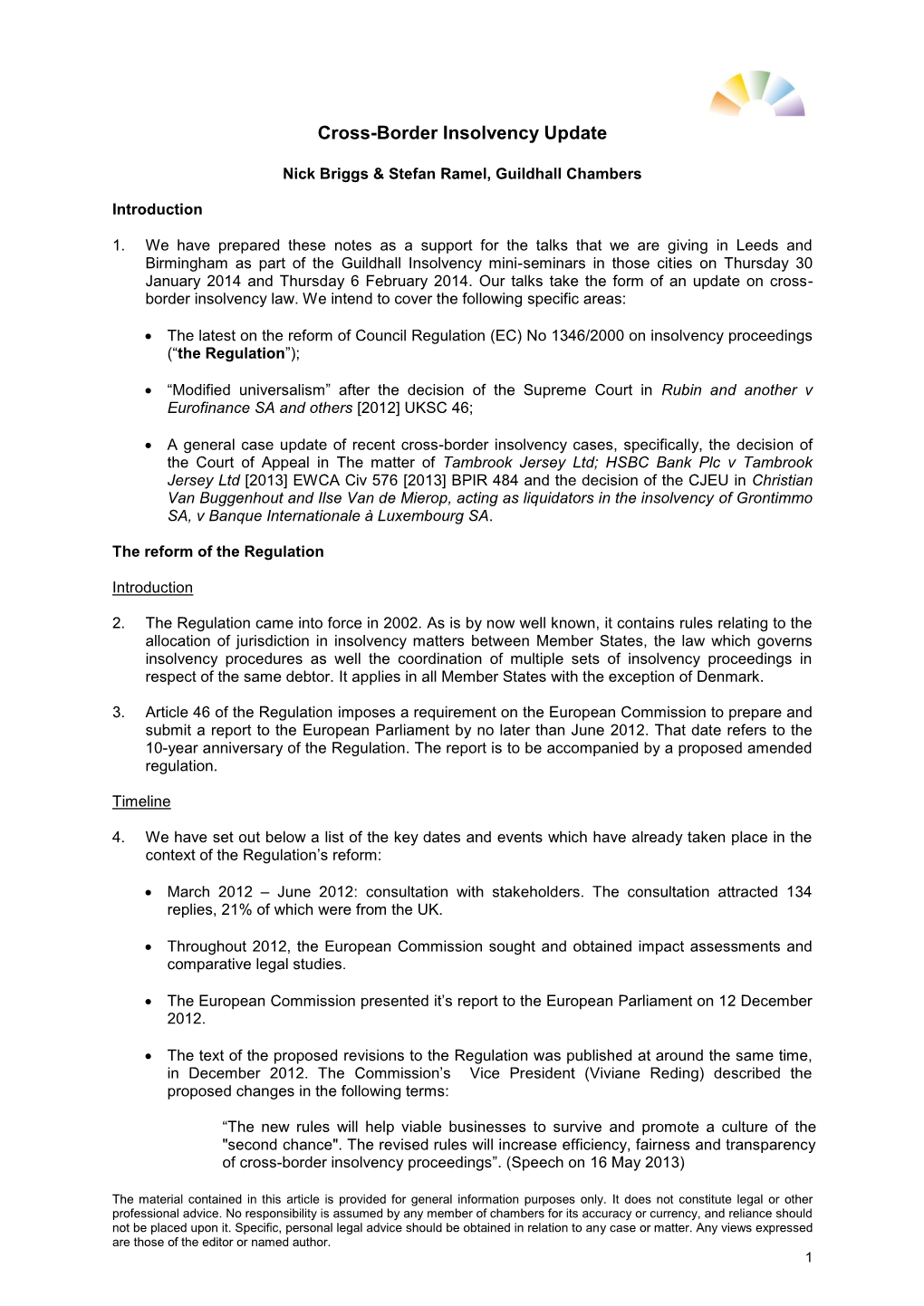 Cross-Border Insolvency Update