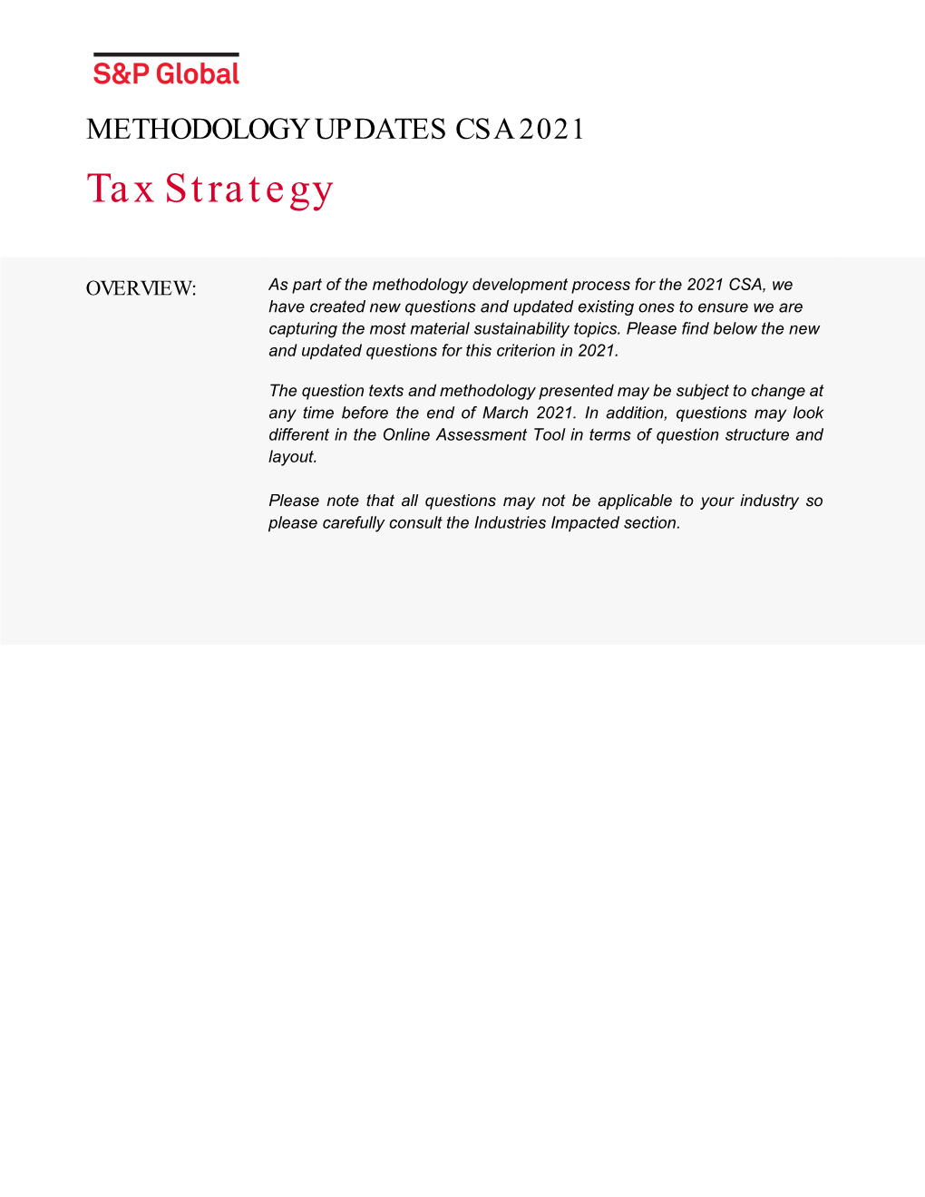 Tax Strategy