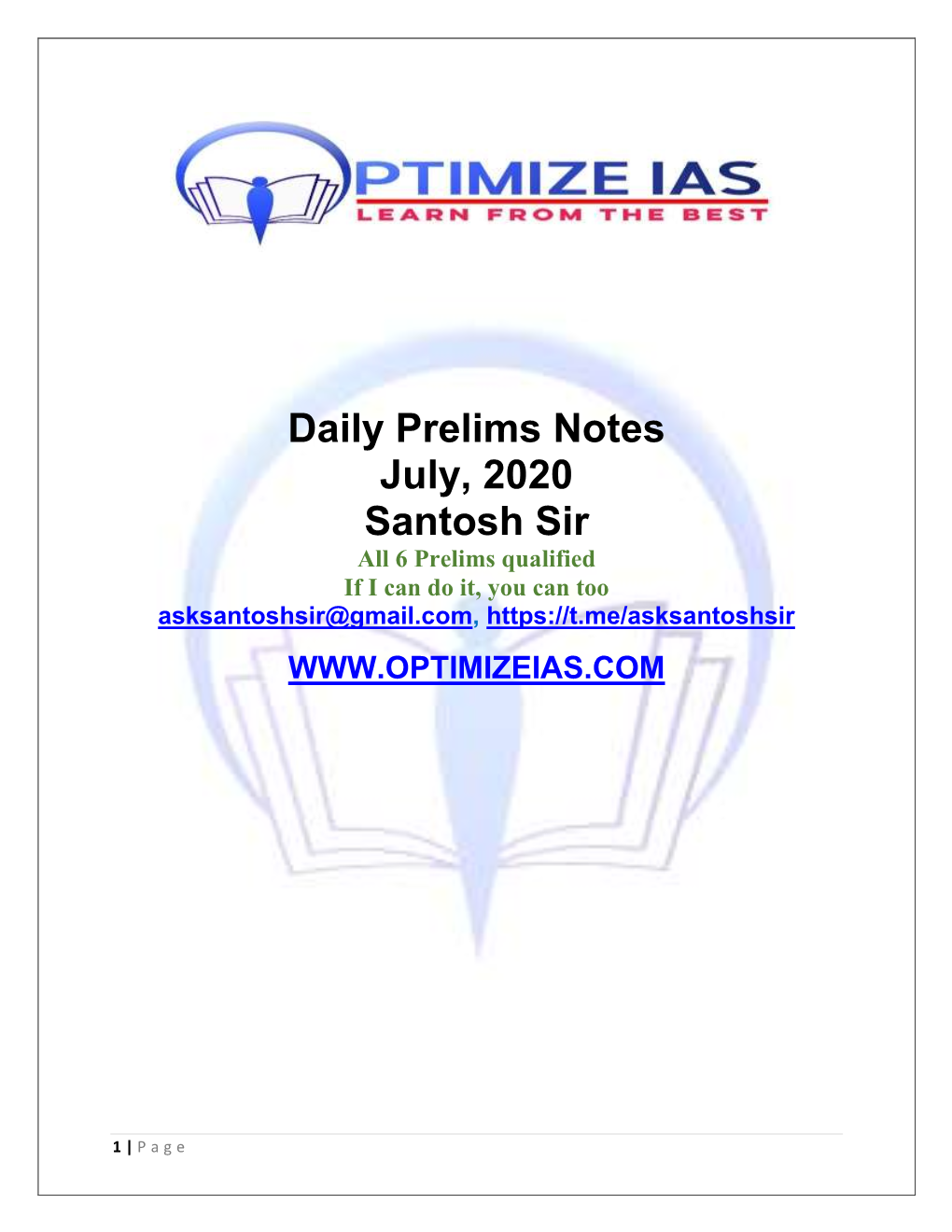 Daily Prelims Notes July, 2020 Santosh