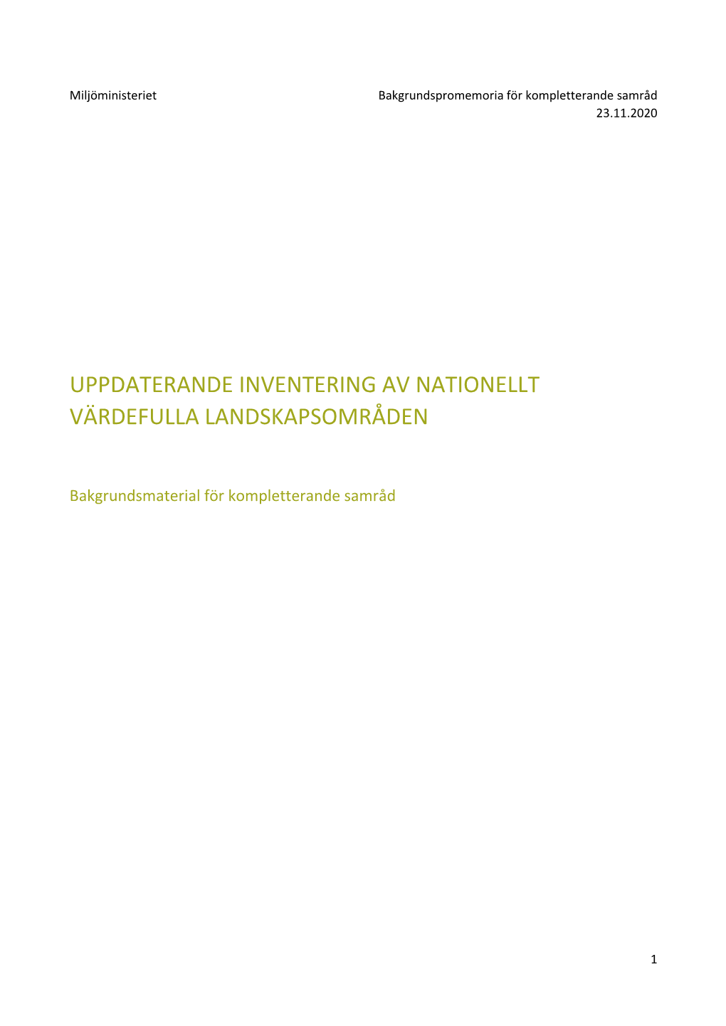 Uppdaterande Inventering Av Nationellt Värdefulla Landskapsområden