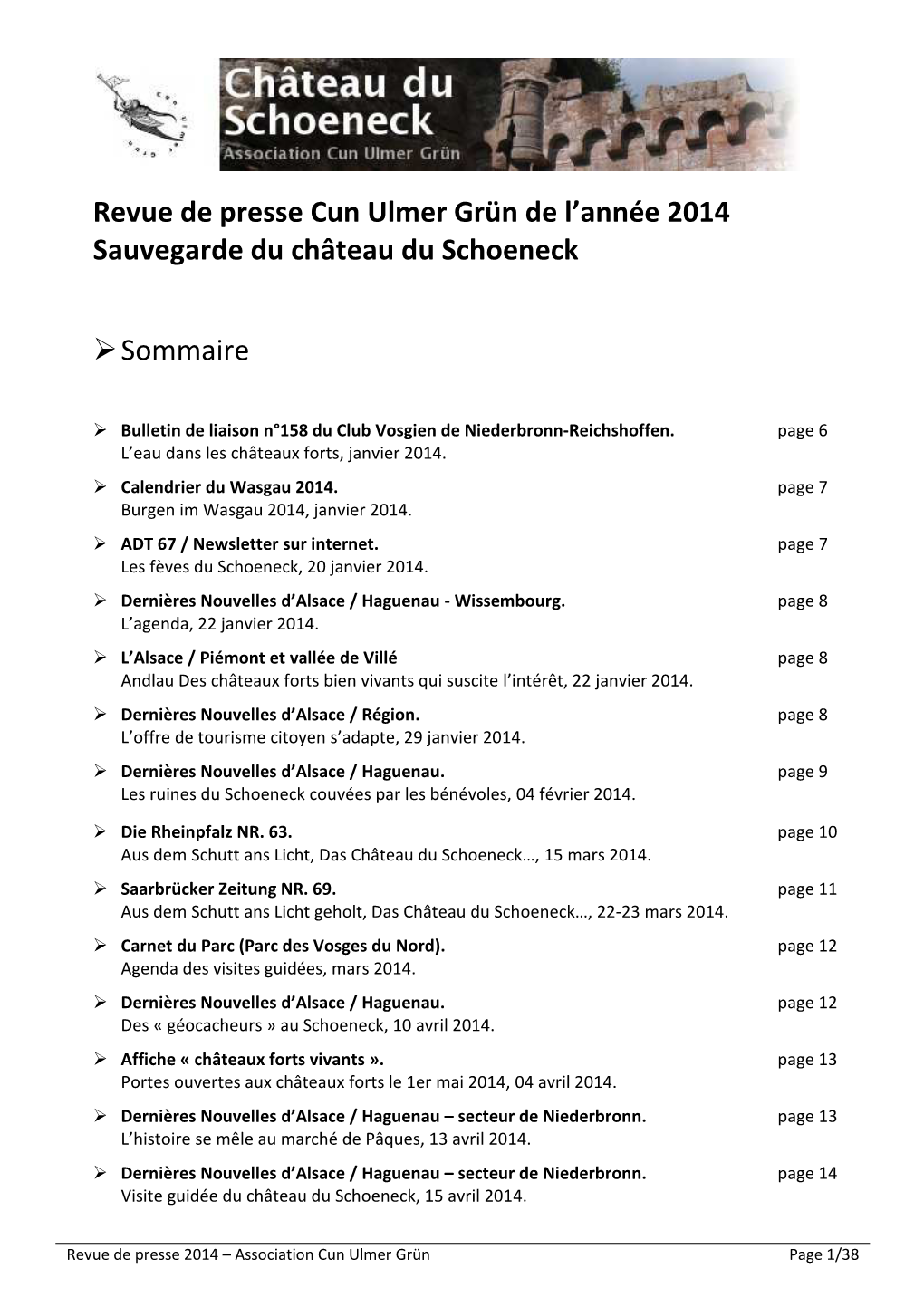 Revue De Presse CUG 2014