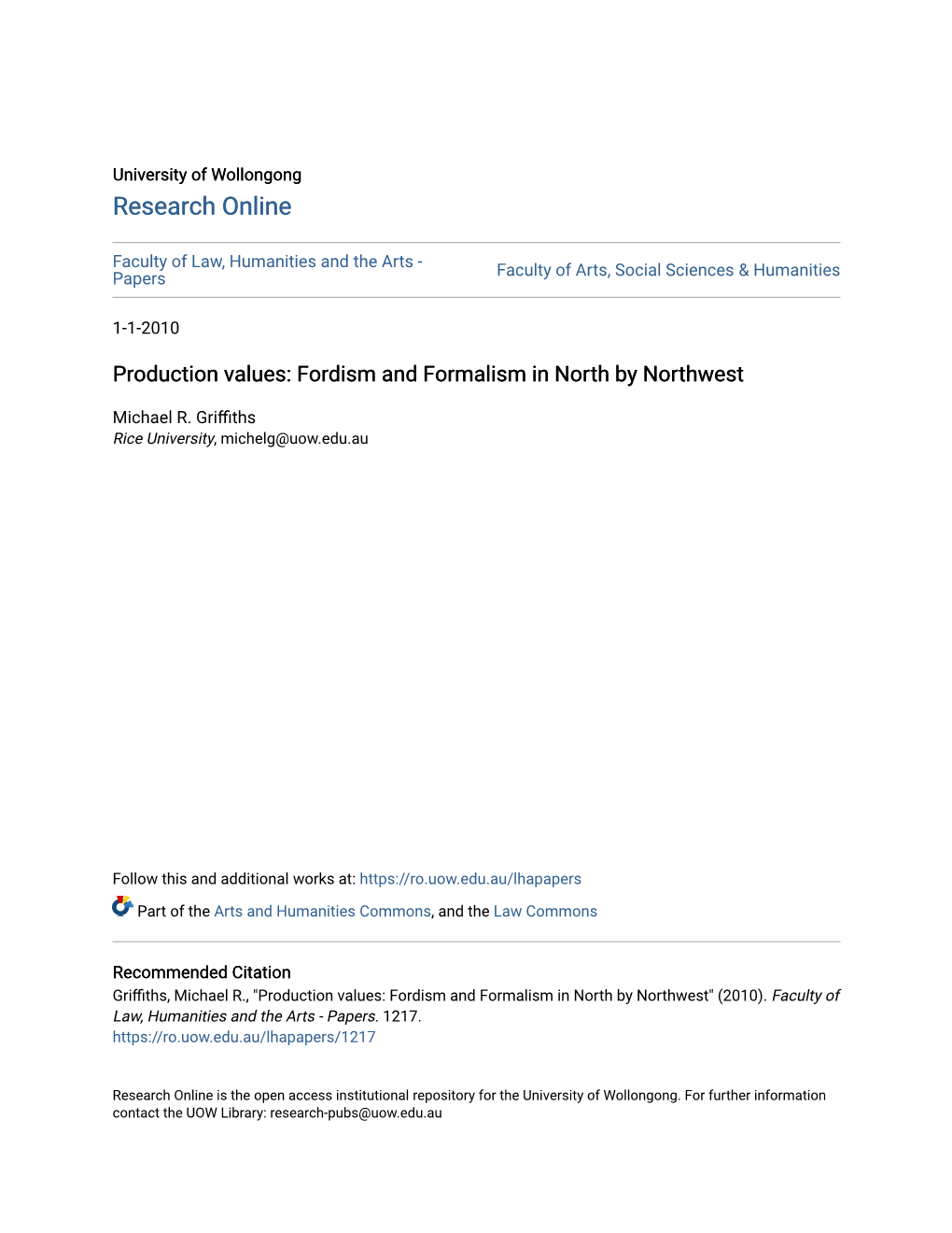 Production Values: Fordism and Formalism in North by Northwest