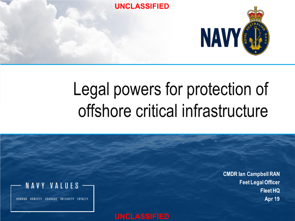 Legal Powers for Protection of Offshore Critical Infrastructure