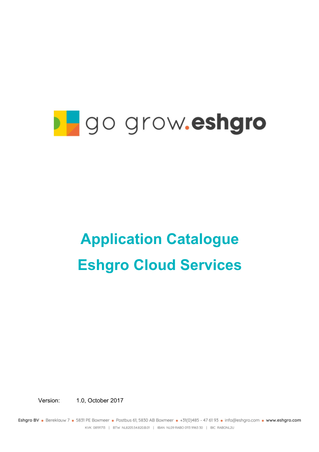 Application Catalogue Eshgro Cloud Services