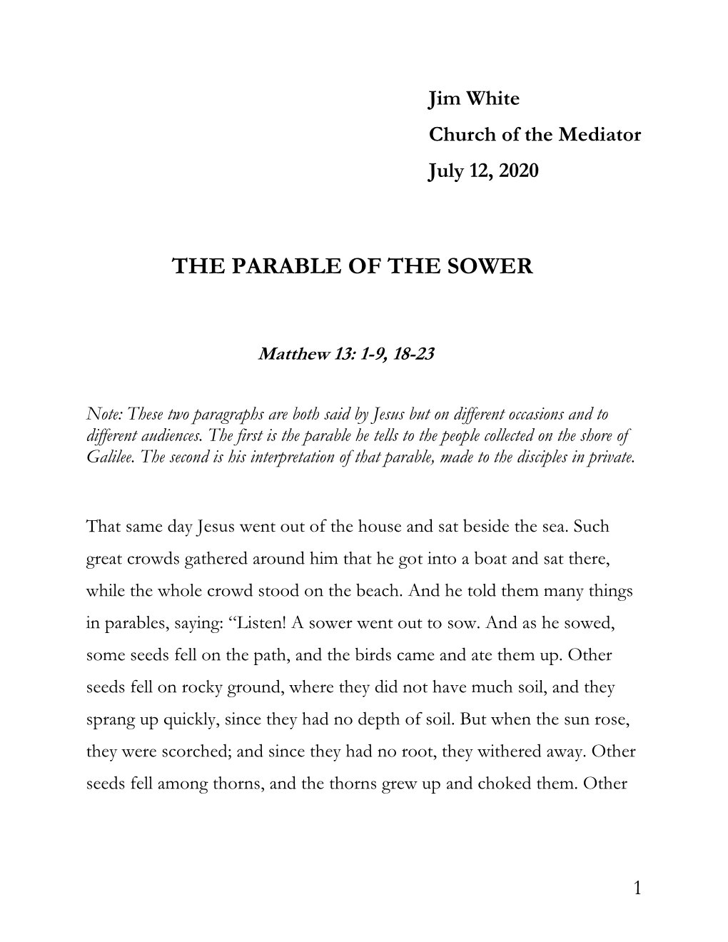 The Parable of the Sower