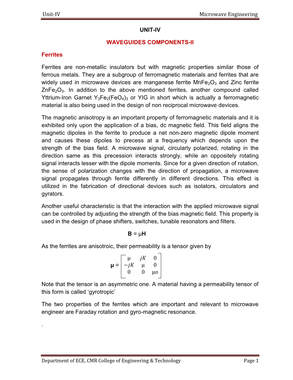 Unit-IV Microwave Engineering