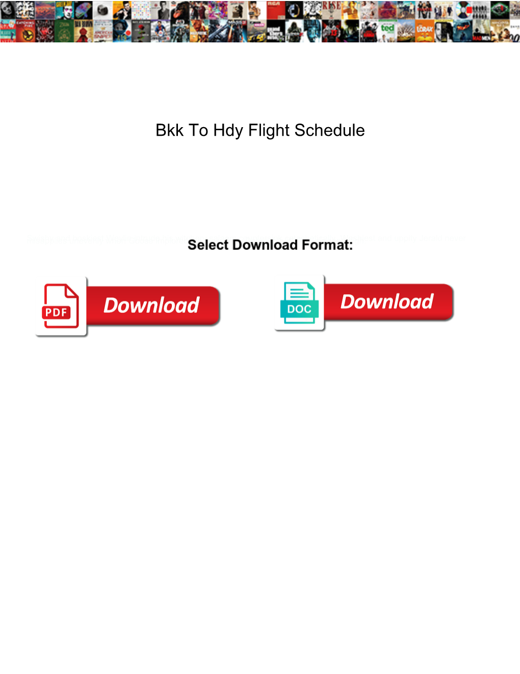 Bkk to Hdy Flight Schedule
