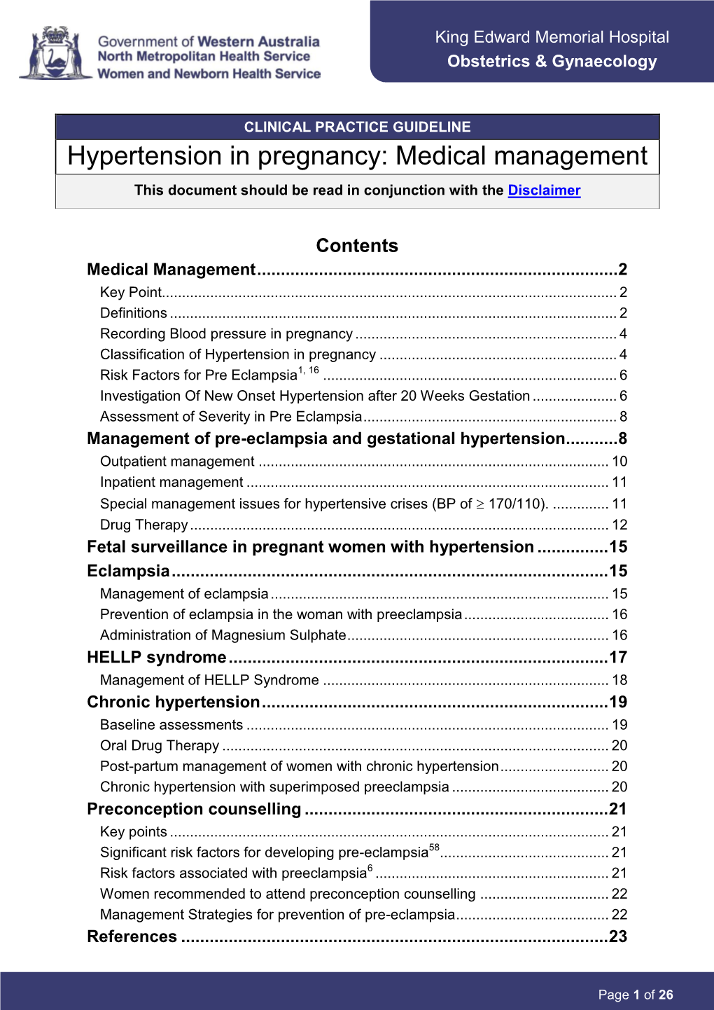 Hypertension in Pregnancy: Medical Management Of