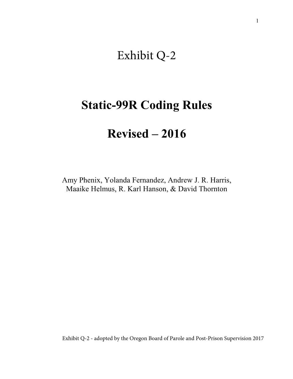 Static-99R Coding Rules Revised – 2016 Exhibit