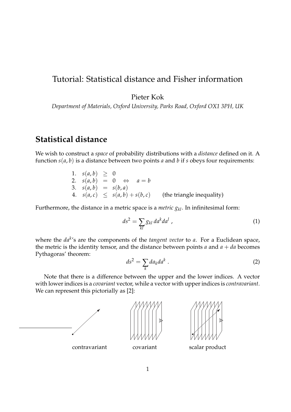 Tutorial: Statistical Distance and Fisher Information