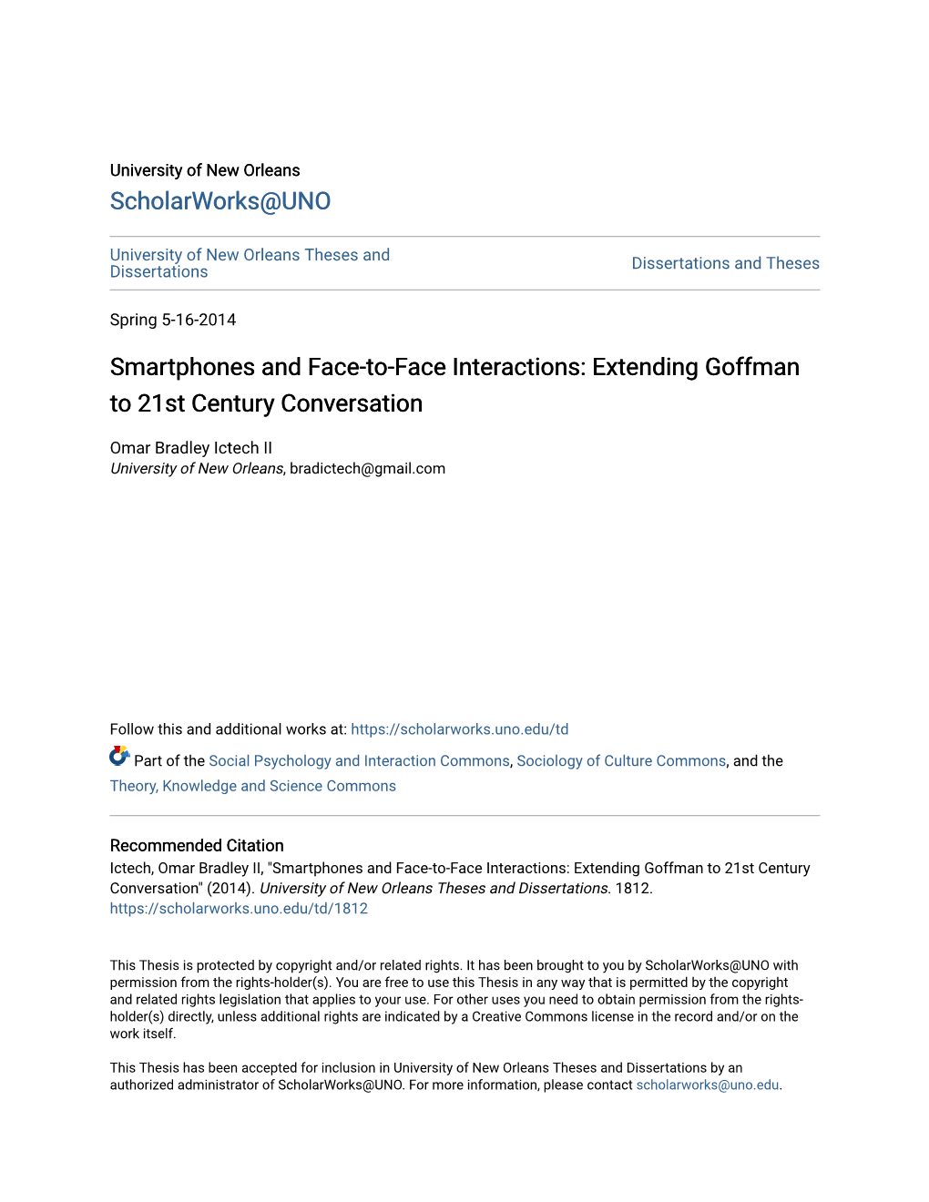 Smartphones and Face-To-Face Interactions: Extending Goffman to 21St Century Conversation