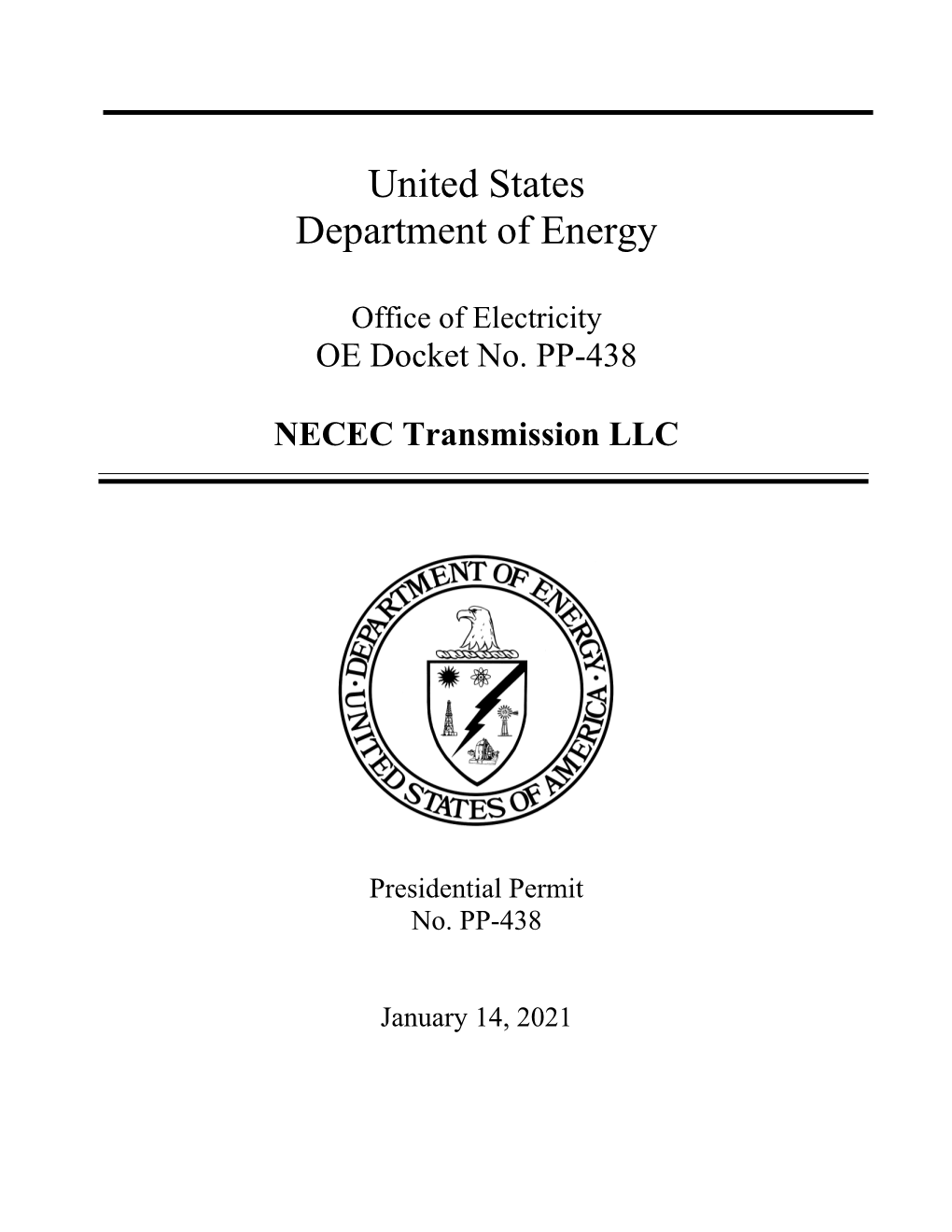 Office of Electricity OE Docket No