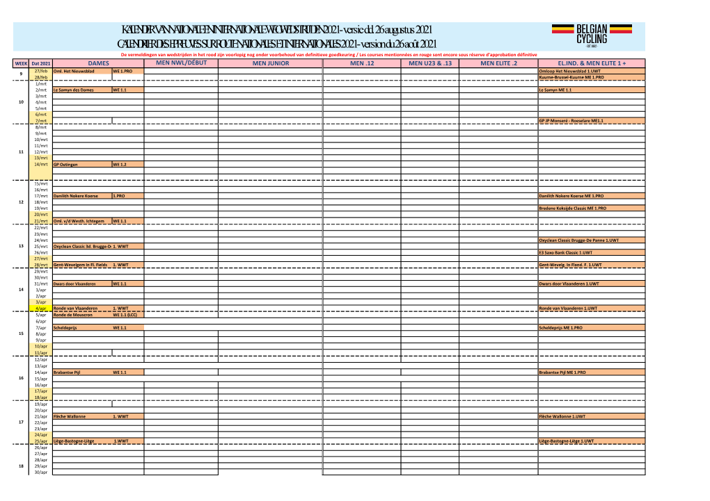 Algemene Kalender 2021