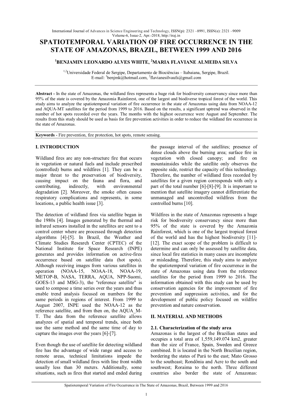 Spatiotemporal Variation of Fire Occurrence in the State of Amazonas, Brazil, Between 1999 and 2016