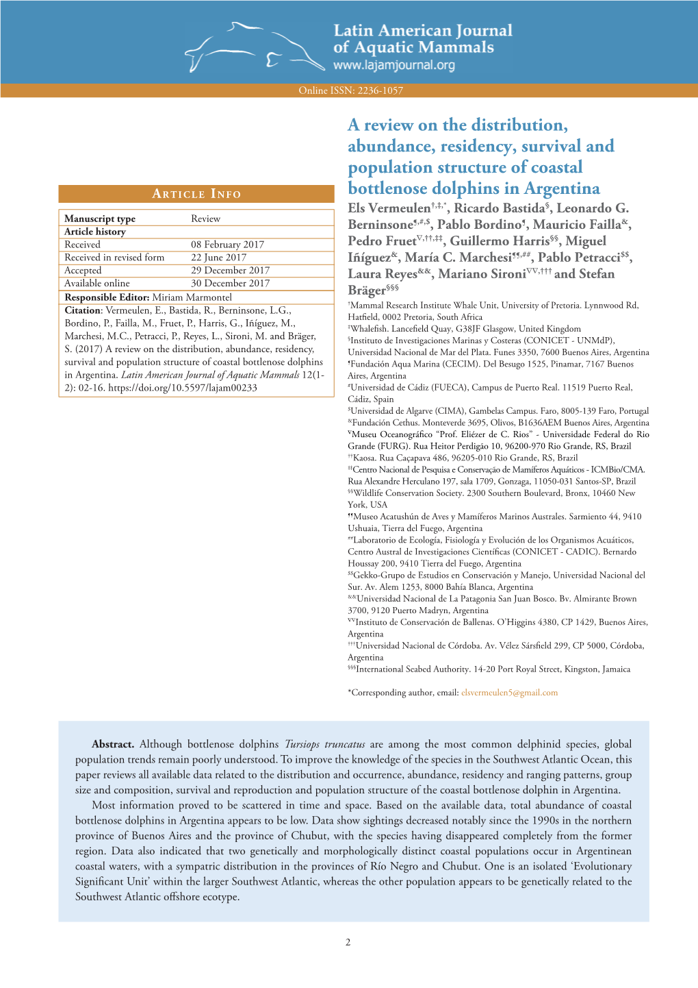 A Review on the Distribution, Abundance, Residency, Survival and Population Structure of Coastal