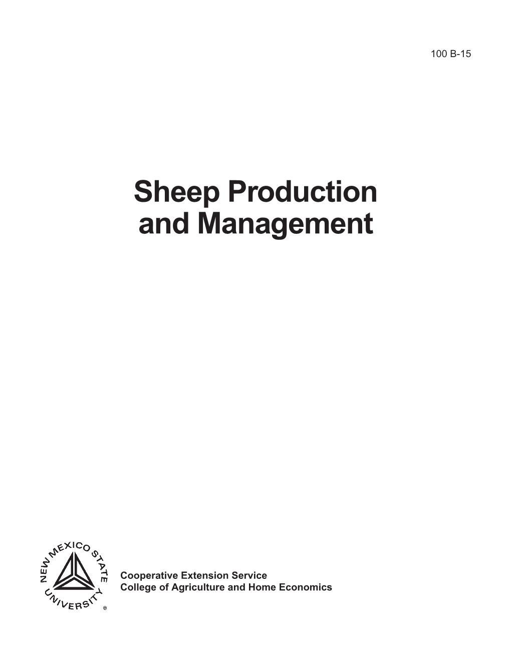 Sheep Production and Management