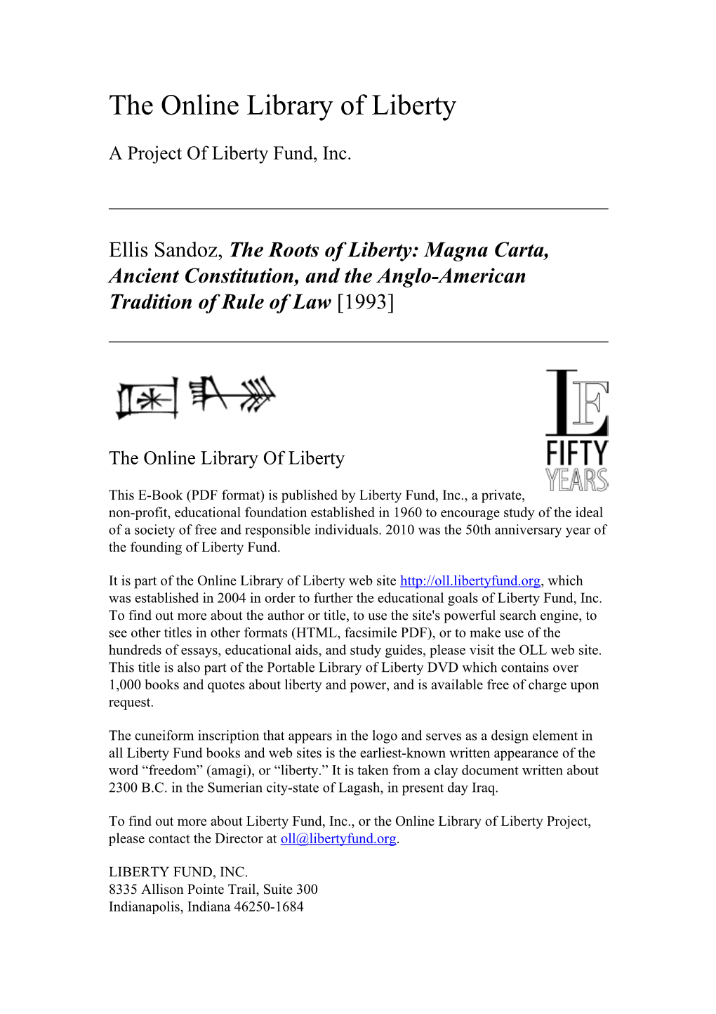 Magna Carta, Ancient Constitution, and the Anglo-American Tradition of Rule of Law [1993]