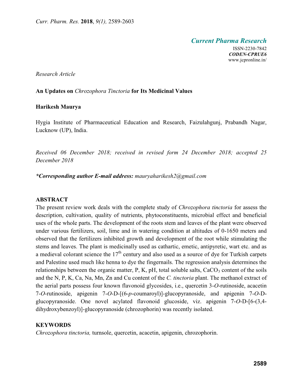 Current Pharma Research ISSN-2230-7842 CODEN-CPRUE6