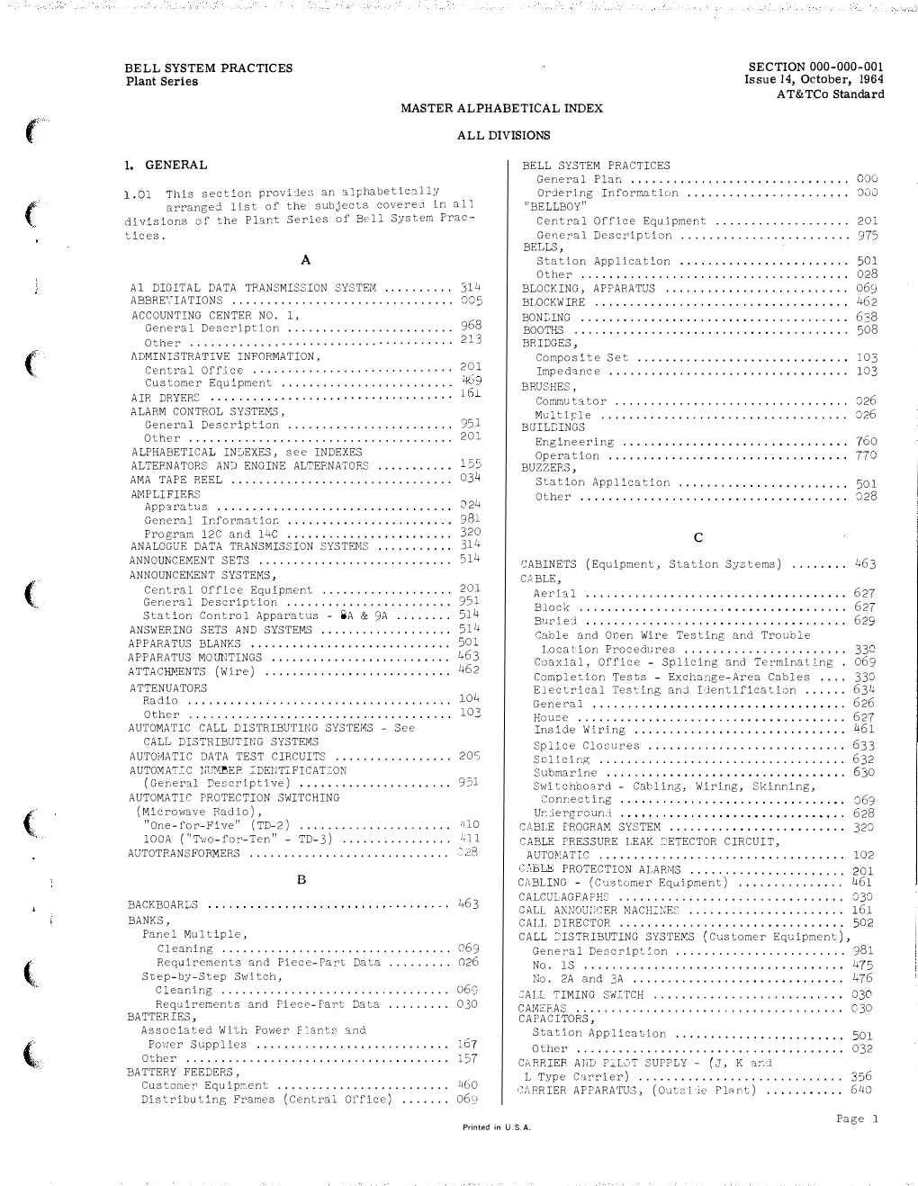 Bell System Practices 000-000-001