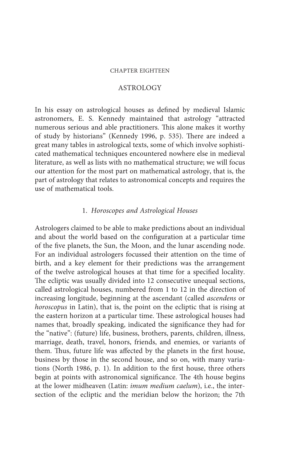 Astrology in His Essay on Astrological Houses As Defined by Medieval