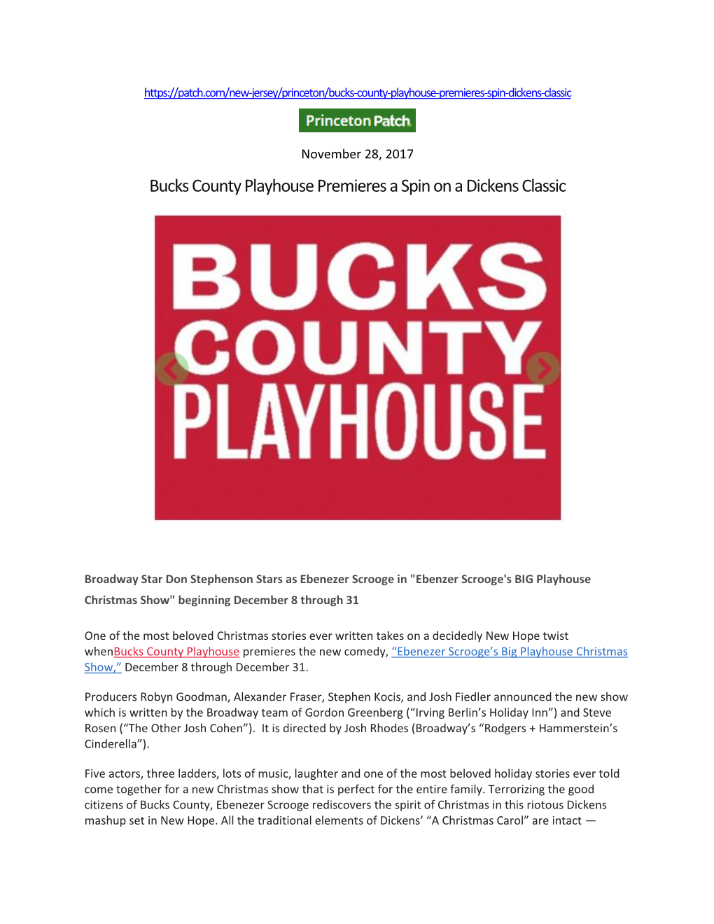 Bucks County Playhouse Premieres a Spin on a Dickens Classic