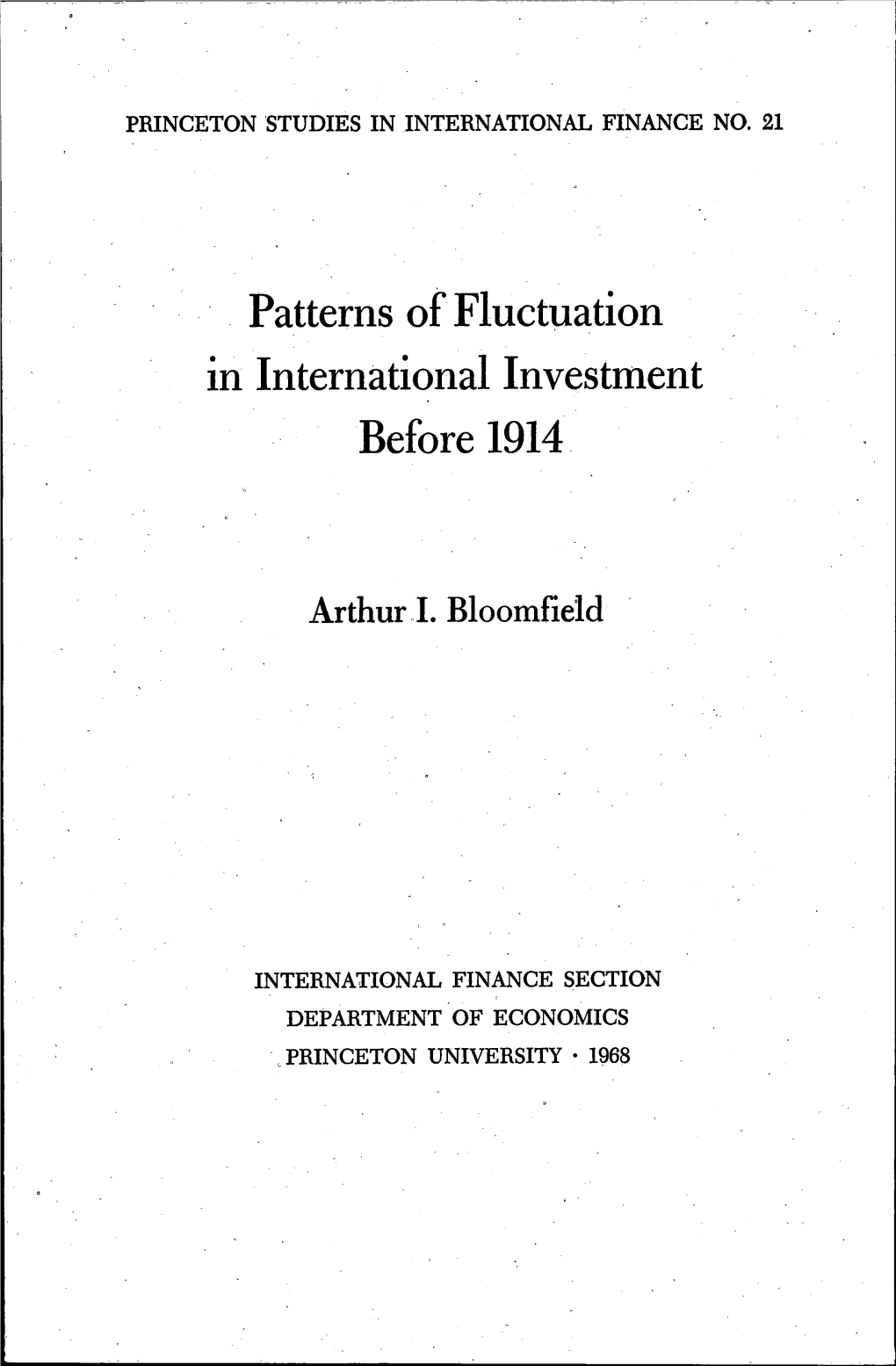 Patterns of Fluctuation in International Investment Before 1914